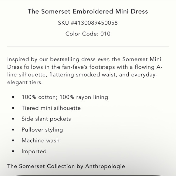 Nwt the Somerset embroidered mini dress - Picture 8 of 8
